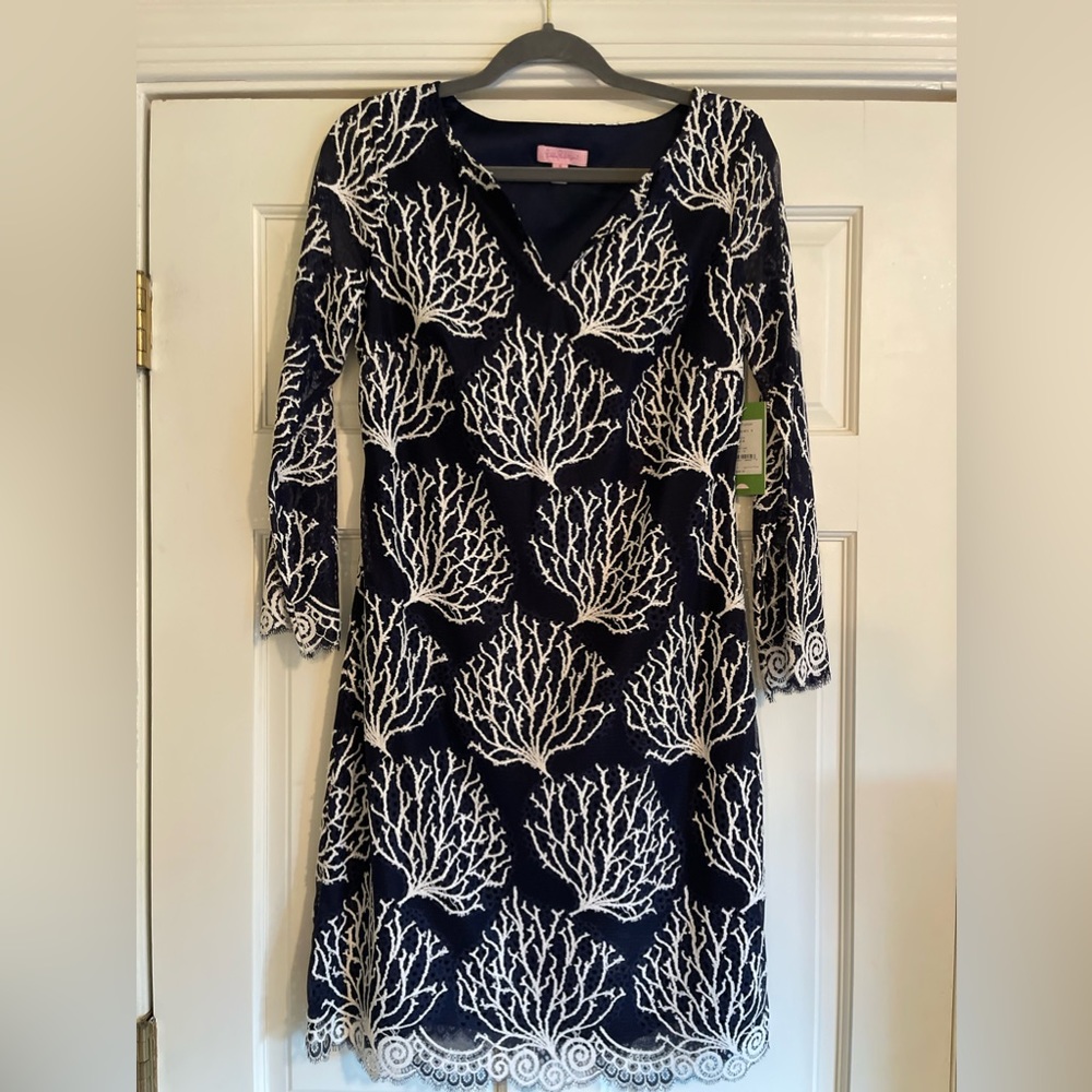New Lily Pulitzer Navy and White Lace Dress